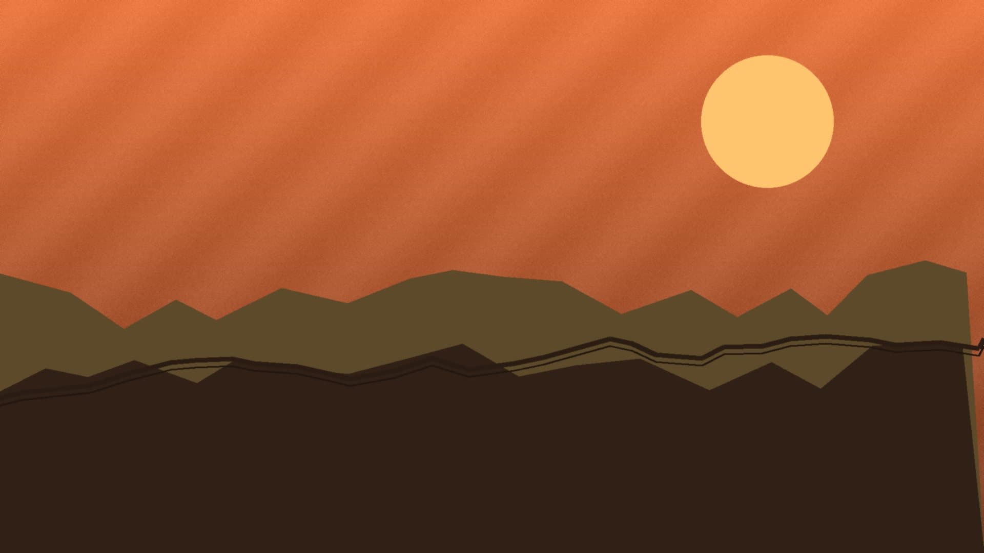 Editorial ochre ridgeline and a winding two-track at sunset